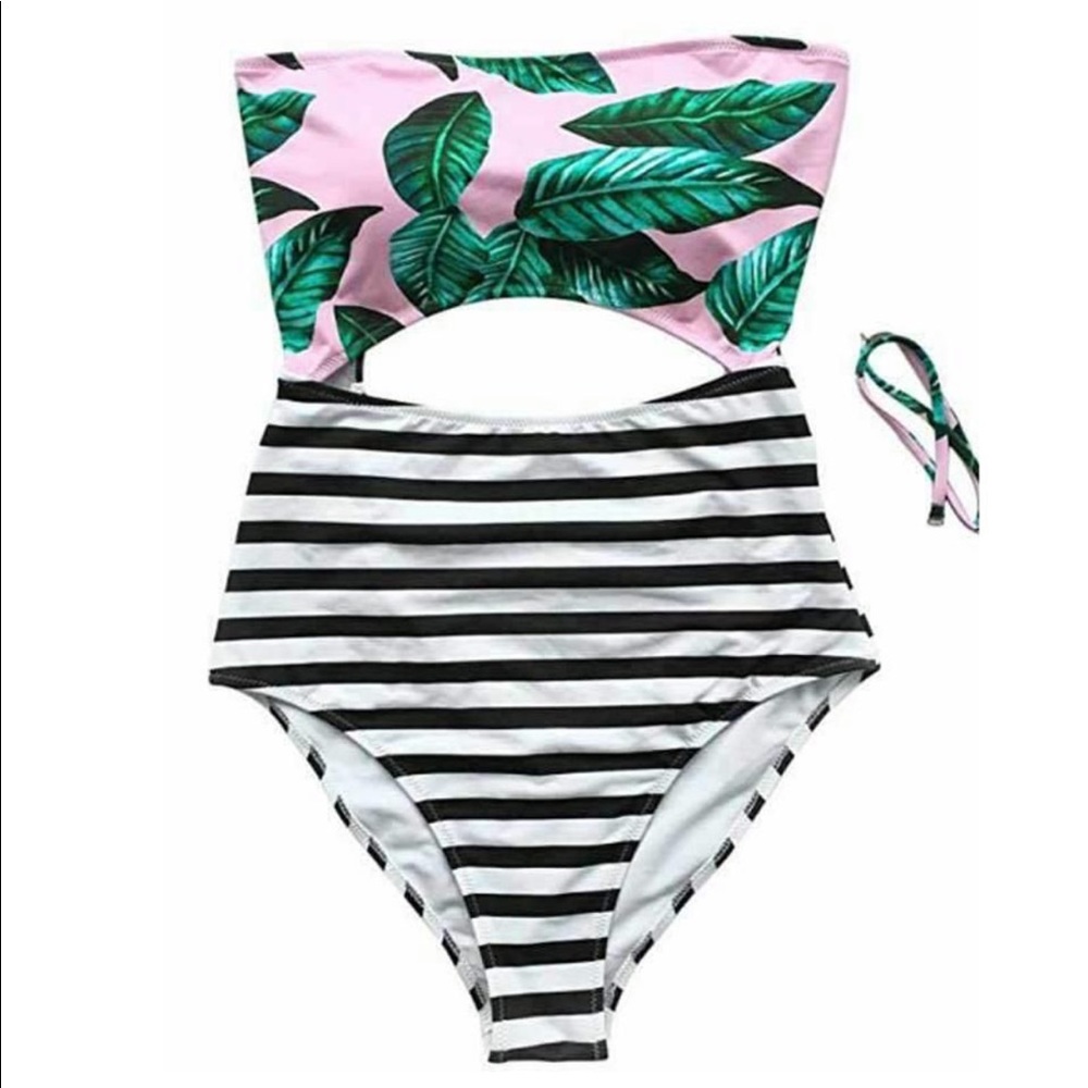 NWT One piece cutout halter top bathing suit